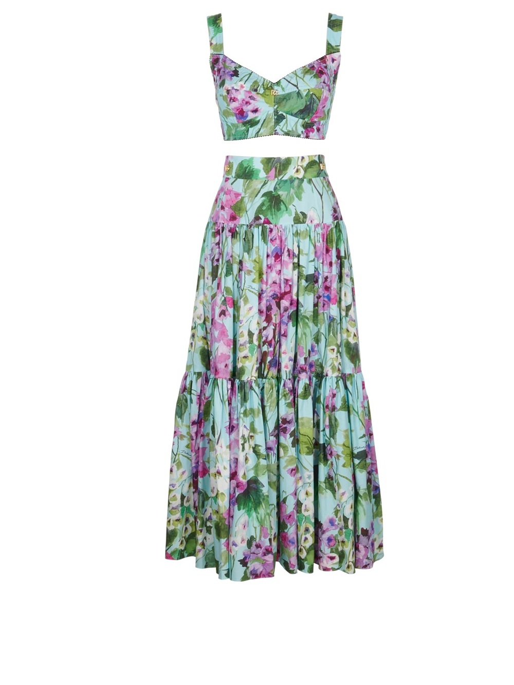 Dolce & Gabbana Floral Tiered Maxi Skirt & Top Blubell - Picture 3 of 6